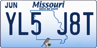 MO license plate YL5J8T