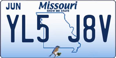 MO license plate YL5J8V