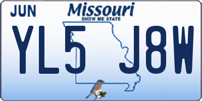 MO license plate YL5J8W