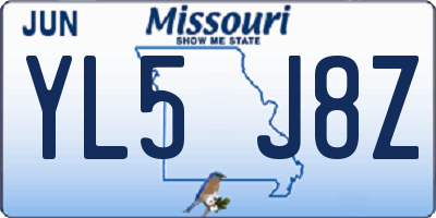 MO license plate YL5J8Z