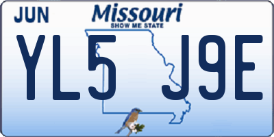 MO license plate YL5J9E