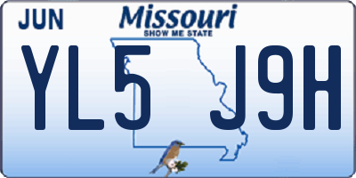 MO license plate YL5J9H