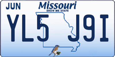 MO license plate YL5J9I