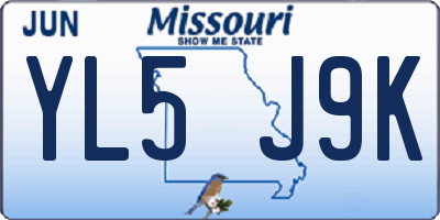 MO license plate YL5J9K
