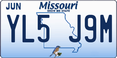 MO license plate YL5J9M