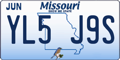 MO license plate YL5J9S