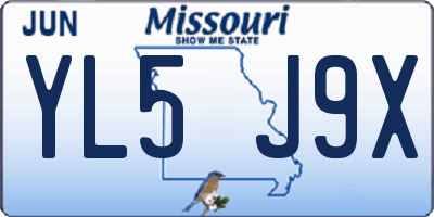 MO license plate YL5J9X