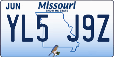 MO license plate YL5J9Z