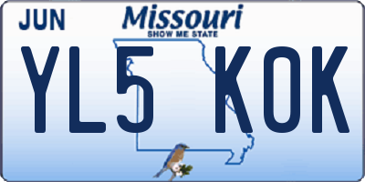 MO license plate YL5K0K