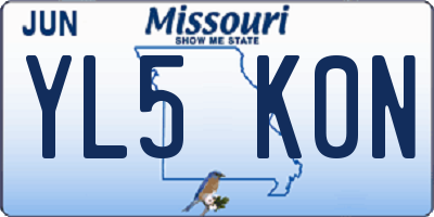 MO license plate YL5K0N