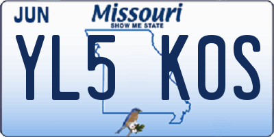 MO license plate YL5K0S
