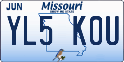 MO license plate YL5K0U