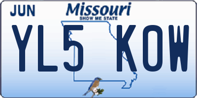 MO license plate YL5K0W