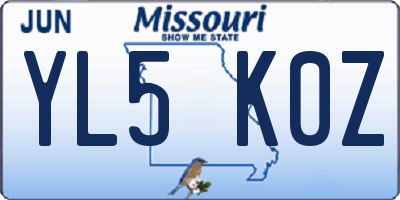 MO license plate YL5K0Z