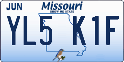 MO license plate YL5K1F