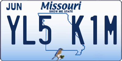 MO license plate YL5K1M