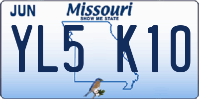 MO license plate YL5K1O