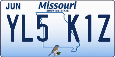 MO license plate YL5K1Z