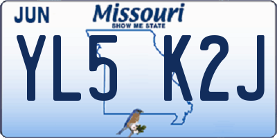 MO license plate YL5K2J