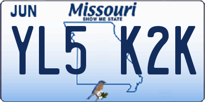 MO license plate YL5K2K