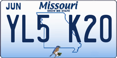 MO license plate YL5K2O