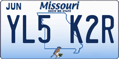 MO license plate YL5K2R