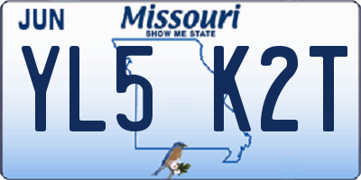 MO license plate YL5K2T