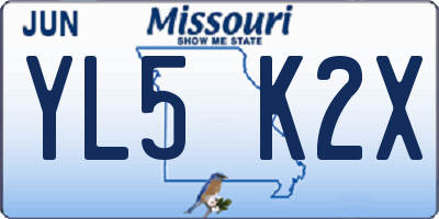MO license plate YL5K2X