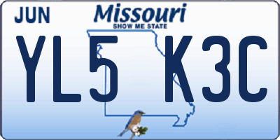 MO license plate YL5K3C