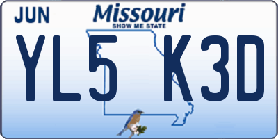 MO license plate YL5K3D