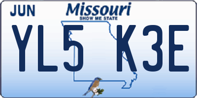 MO license plate YL5K3E