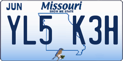 MO license plate YL5K3H