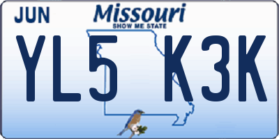 MO license plate YL5K3K