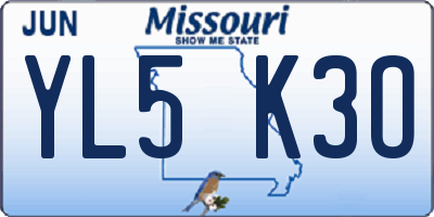 MO license plate YL5K3O