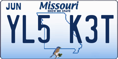 MO license plate YL5K3T