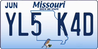 MO license plate YL5K4D