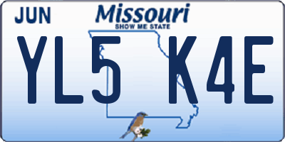 MO license plate YL5K4E