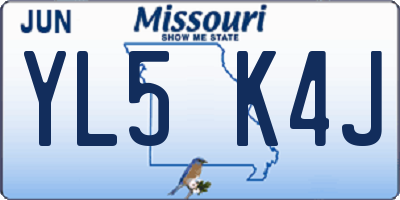 MO license plate YL5K4J