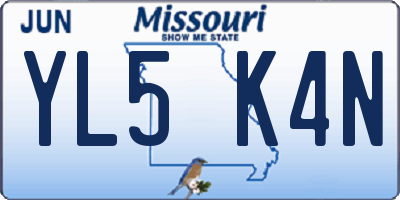 MO license plate YL5K4N