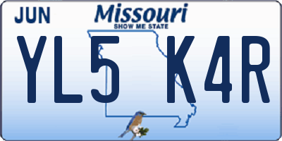 MO license plate YL5K4R