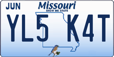 MO license plate YL5K4T