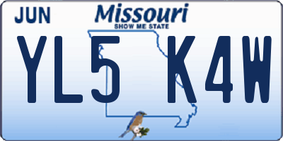 MO license plate YL5K4W