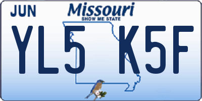 MO license plate YL5K5F
