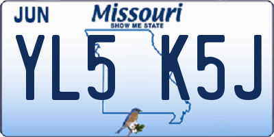 MO license plate YL5K5J