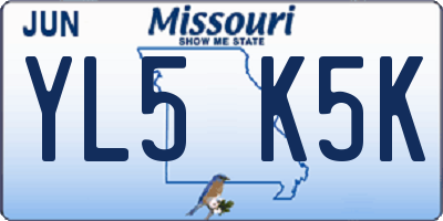 MO license plate YL5K5K