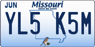 MO license plate YL5K5M