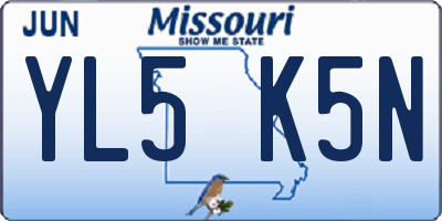 MO license plate YL5K5N