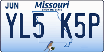 MO license plate YL5K5P