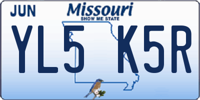 MO license plate YL5K5R