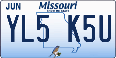 MO license plate YL5K5U